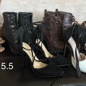 Set of 6 shoes Black Lace-Up Heels
